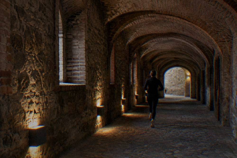 Vaulted brick casemate corridors inside Špilberk Castle
