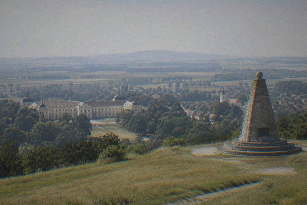 The Cairn of Peace memorial standing in the countryside of the Austerlitz battlefield near Slavkov